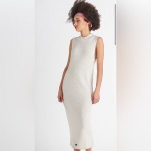 NEW DEX mock neck sweater dress in ivory beige small $99